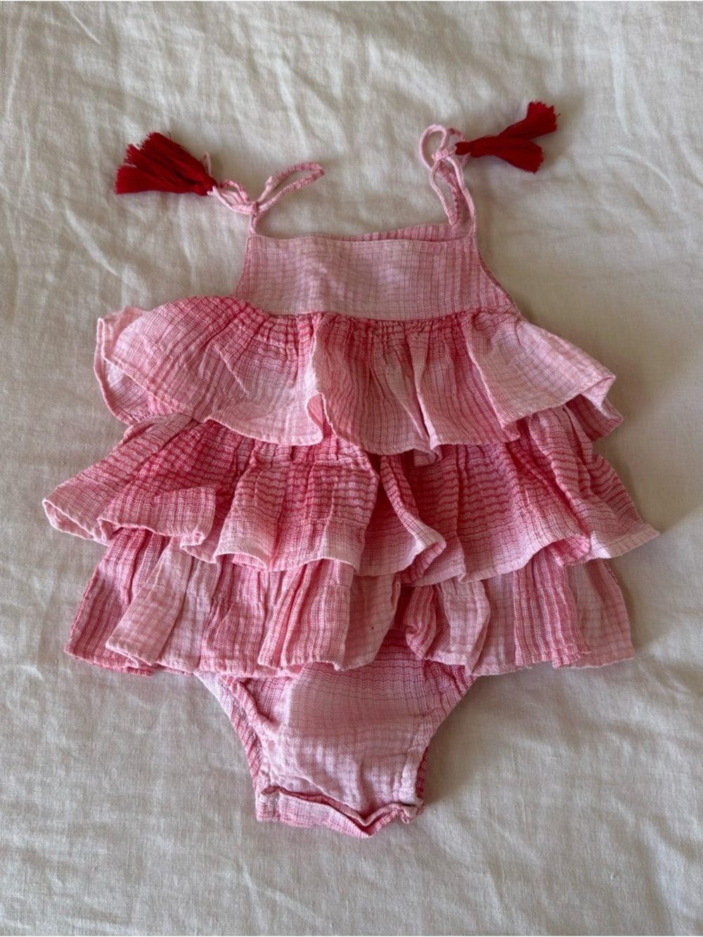 Sophie Catalou Pink Ruffle Bubble Romper 12-18 Months